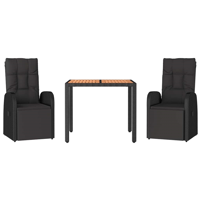 Afuera Living Contemporary Synthetic Poly Rattan Garden Dining Set in Black