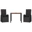 Afuera Living Contemporary Synthetic Poly Rattan Garden Dining Set in Black