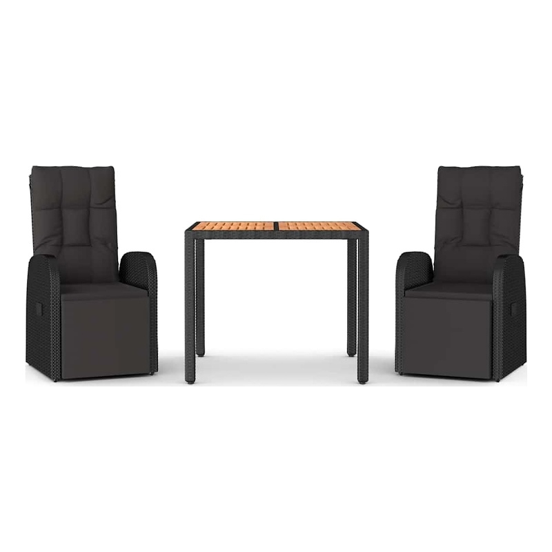 Afuera Living Contemporary Synthetic Poly Rattan Garden Dining Set in Black