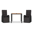 Afuera Living Contemporary Synthetic Poly Rattan Garden Dining Set in Black