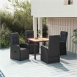 Afuera Living Contemporary Synthetic Poly Rattan Garden Dining Set in Black