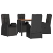 Afuera Living Contemporary Synthetic Poly Rattan Garden Dining Set in Black