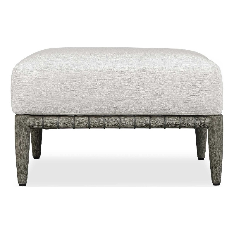 Afuera Living Contemporary Wood Cushion Outdoor Ottoman in White
