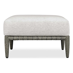 Afuera Living Contemporary Wood Cushion Outdoor Ottoman in White