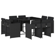 Afuera Living Contemporary 9 Piece Poly Rattan Patio Dining Set in Black