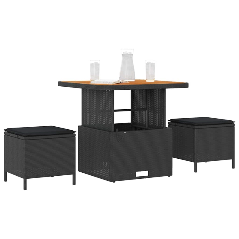 Afuera Living Contemporary Poly Rattan Garden Dining Set in Black