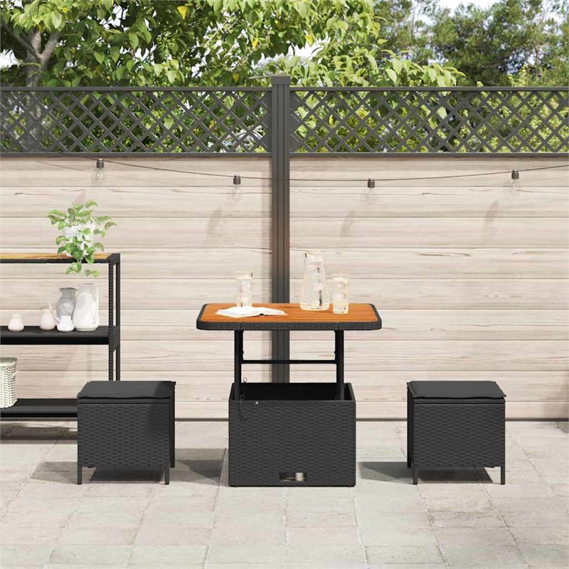 Afuera Living Contemporary Poly Rattan Garden Dining Set in Black