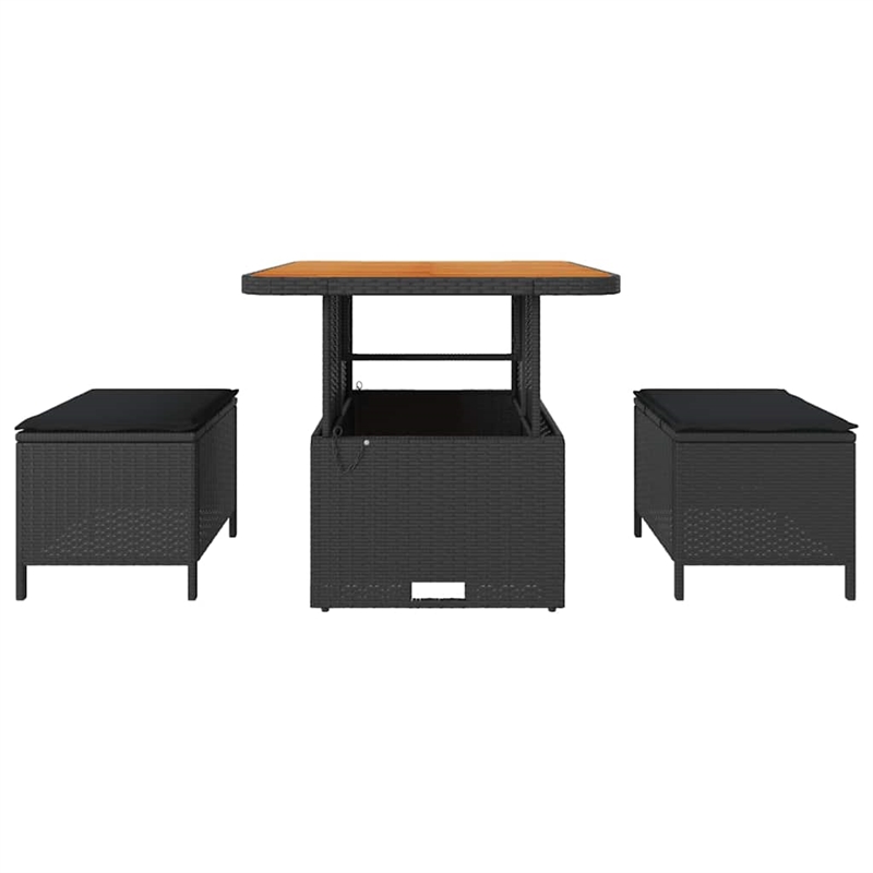 Afuera Living Contemporary Poly Rattan Garden Dining Set in Black