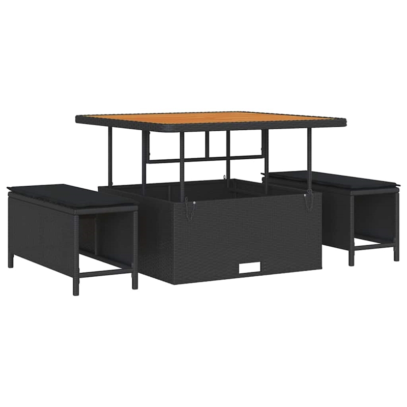 Afuera Living Contemporary Poly Rattan Garden Dining Set in Black