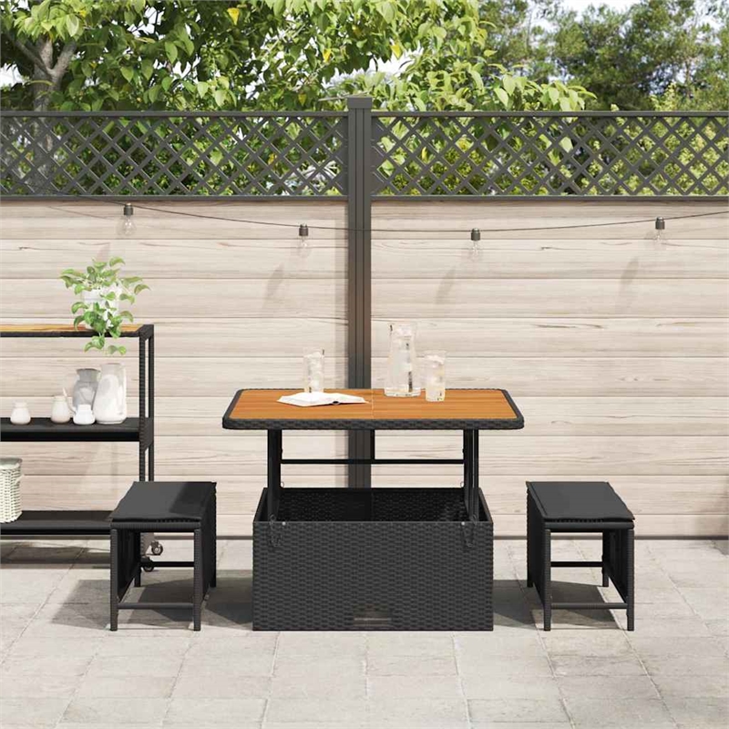 Afuera Living Contemporary Poly Rattan Garden Dining Set in Black