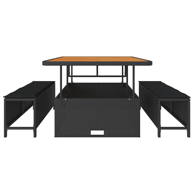 Afuera Living Contemporary Poly Rattan Garden Dining Set in Black