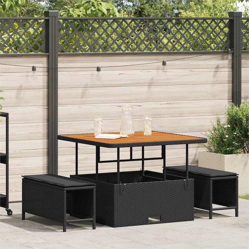 Afuera Living Contemporary Poly Rattan Garden Dining Set in Black