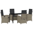 Afuera Living 5 Piece Poly Rattan Garden Dining Set with Cushions in Gray