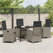 Afuera Living 5 Piece Poly Rattan Garden Dining Set with Cushions in Gray
