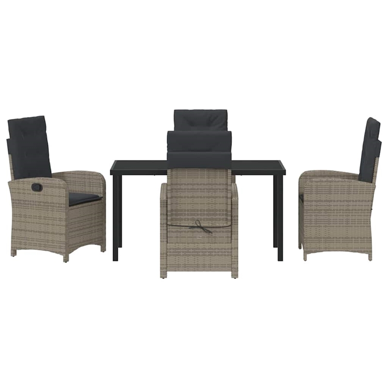 Afuera Living 5 Piece Poly Rattan Garden Dining Set with Cushions in Gray