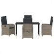 Afuera Living 5 Piece Poly Rattan Garden Dining Set with Cushions in Gray