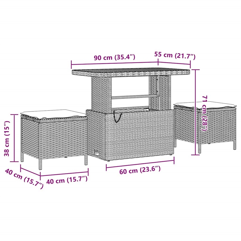 Afuera Living Contemporary Poly Rattan Garden Dining Set in Black