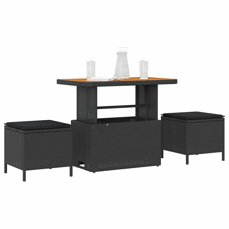 Afuera Living Contemporary Poly Rattan Garden Dining Set in Black