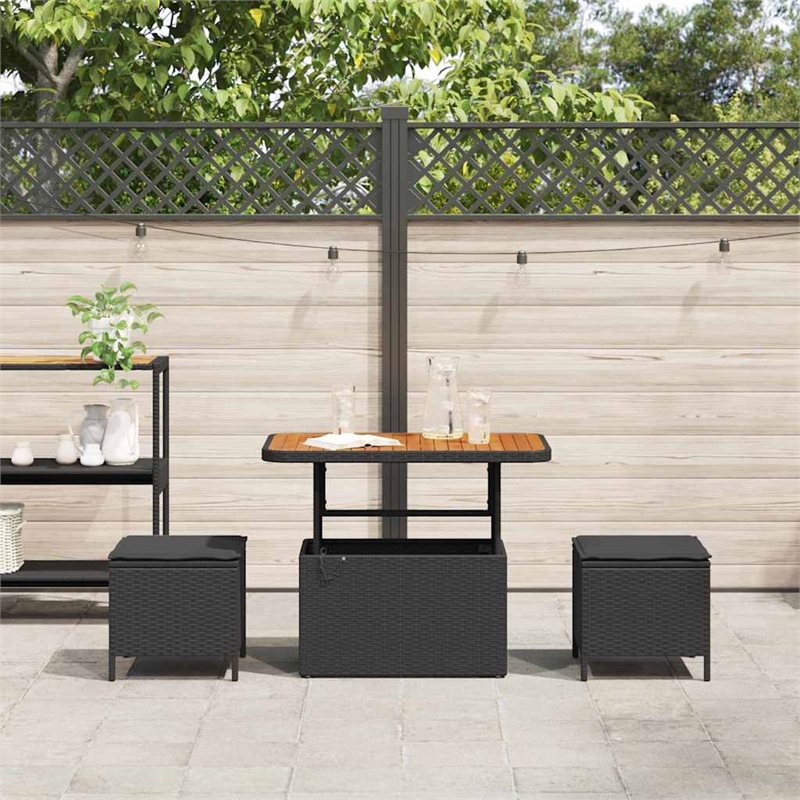 Afuera Living Contemporary Poly Rattan Garden Dining Set in Black