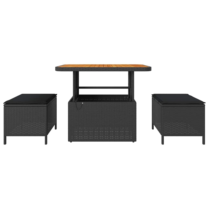 Afuera Living Contemporary Poly Rattan Garden Dining Set in Black