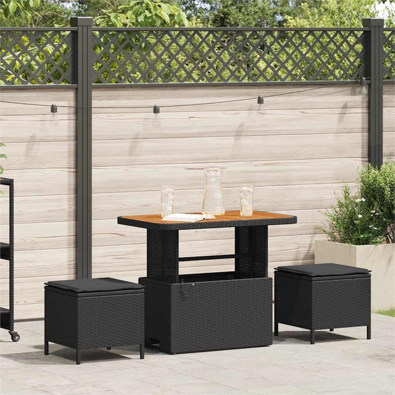 Afuera Living Contemporary Poly Rattan Garden Dining Set in Black