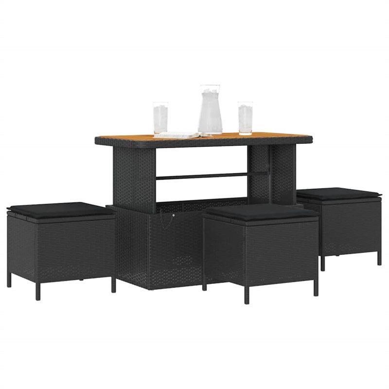 Afuera Living Contemporary Poly Rattan Garden Dining Set in Black