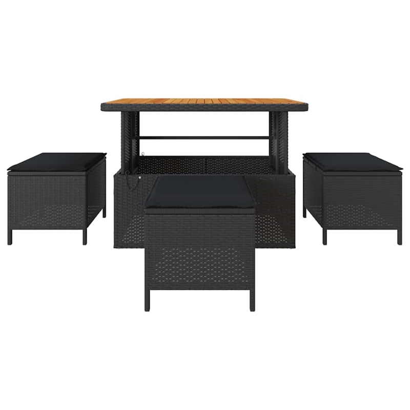 Afuera Living Contemporary Poly Rattan Garden Dining Set in Black