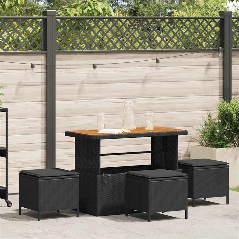 Afuera Living Contemporary Poly Rattan Garden Dining Set in Black