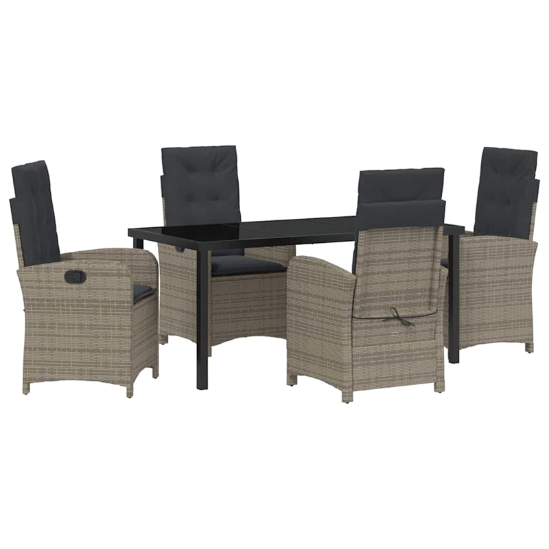 Afuera Living 5 Piece Poly Rattan Garden Dining Set with Cushions in Gray