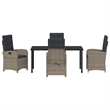 Afuera Living 5 Piece Poly Rattan Garden Dining Set with Cushions in Gray