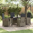 Afuera Living 5 Piece Poly Rattan Garden Dining Set with Cushions in Gray