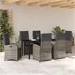 Afuera Living 7 Piece Poly Rattan Garden Dining Set with Cushions in Gray