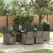 Afuera Living 7 Piece Poly Rattan Garden Dining Set with Cushions in Gray