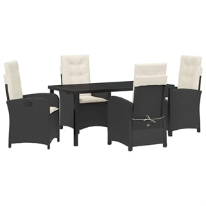 Afuera Living 5 Piece Poly Rattan Garden Dining Set with Cushions in Black