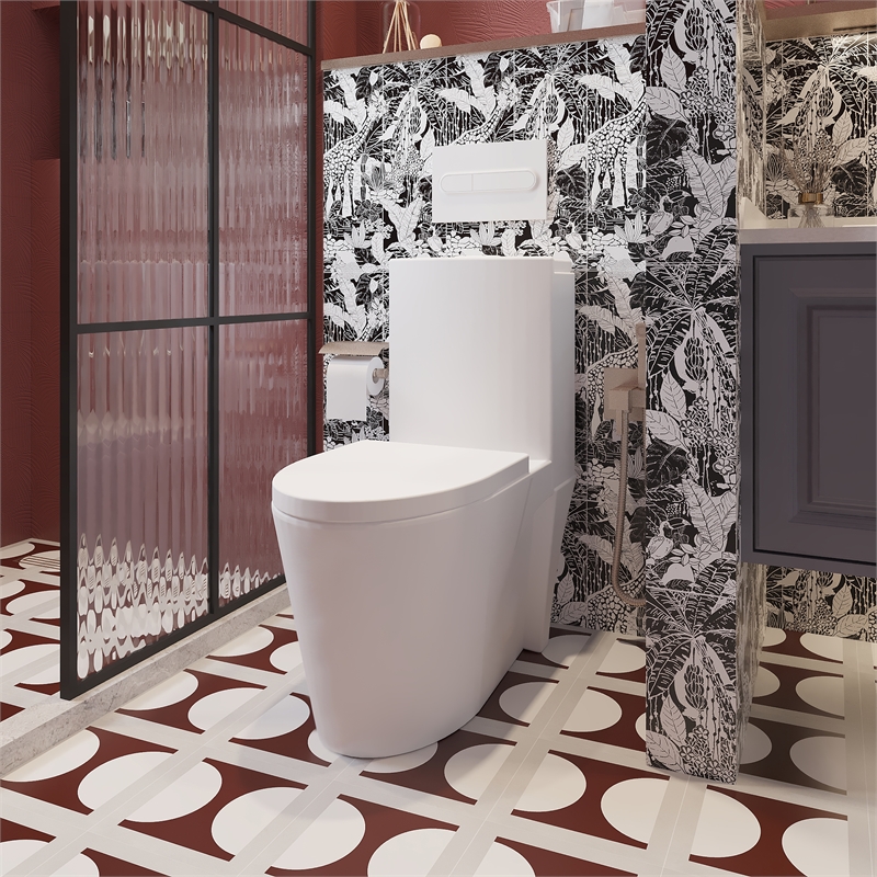 Afuera Living Ceramic Elongated 1-Piece Toilet with Dual Flush in White