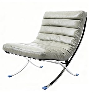 Afuera Living 29.3&quot Wide Genuine Leather Accent Lounge Chair in Grey