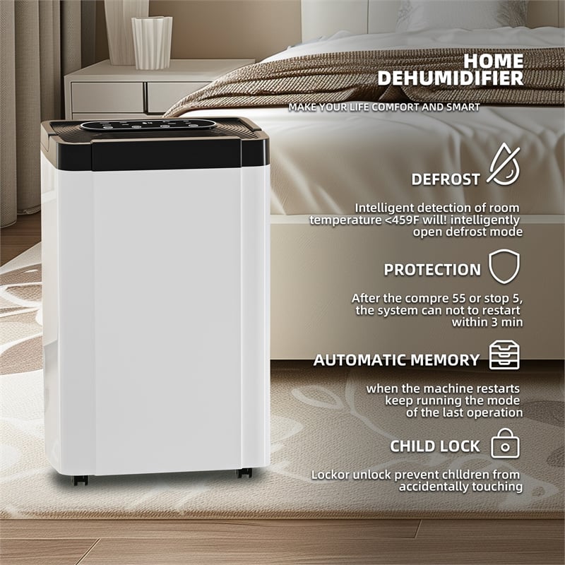 Afuera Living 30-Pint White Dehumidifier with Air Purification & Auto Defrost