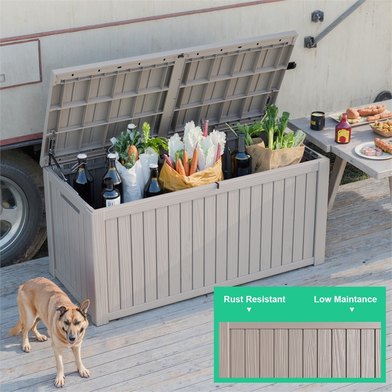 Afuera Living 180-Gallon Light Coffee Outdoor Waterproof Storage Box