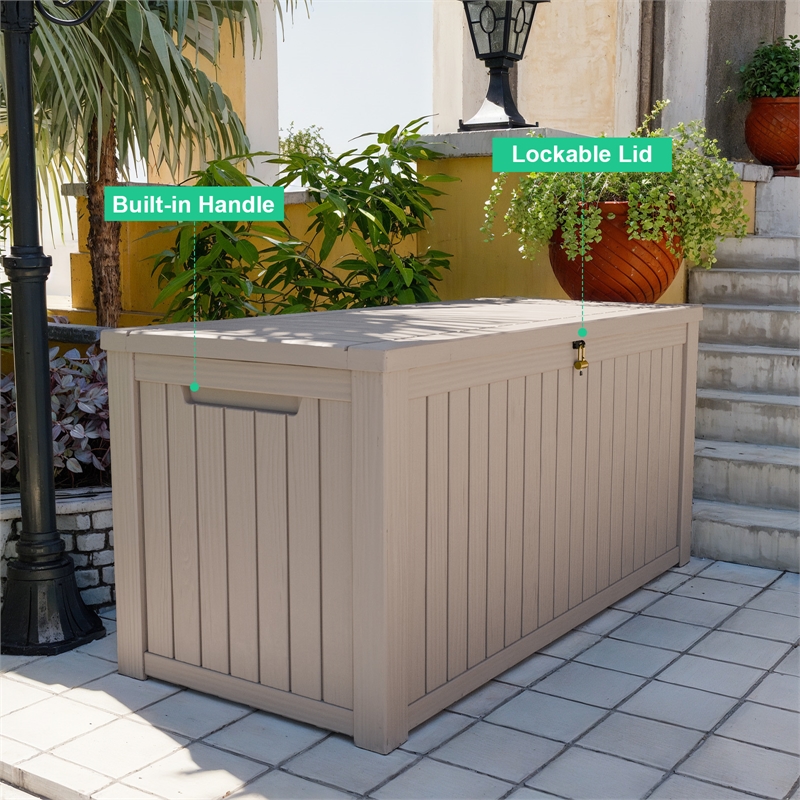 Afuera Living 180-Gallon Light Coffee Outdoor Waterproof Storage Box