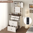 Afuera Living Farmhouse Vanity Set with Sliding Mirror & Storage Stool in White