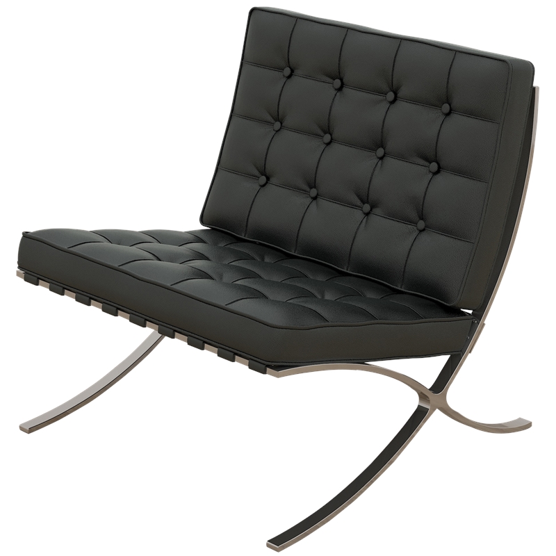 Afuera Living Genuine Cowhide Tufted Lounge Chair with Ottoman in Black