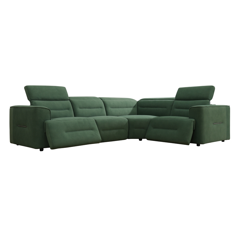 Afuera Living Green Flannel 4-Piece Electric Recliner Sofa Set with USB