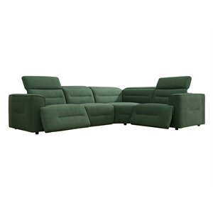 Afuera Living Green Flannel 4-Piece Electric Recliner Sofa Set with USB