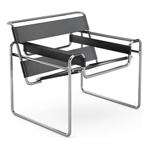 Afuera Living Saddle Leather Armchair with Stainless Steel Frame in Black