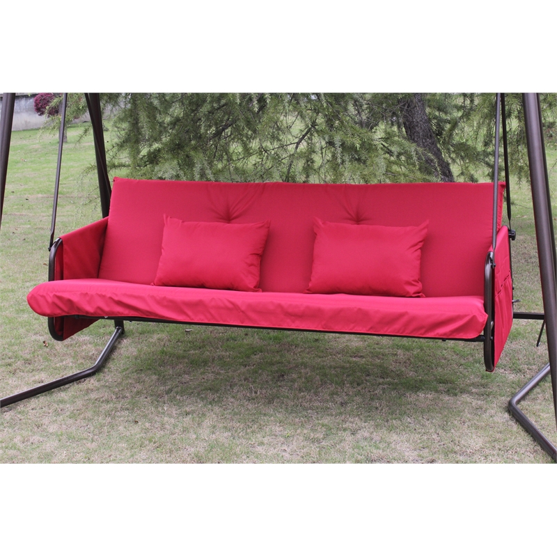 Afuera Living Red Outdoor 600 lbs Swing Bed with Cushion & Adjustable Roof