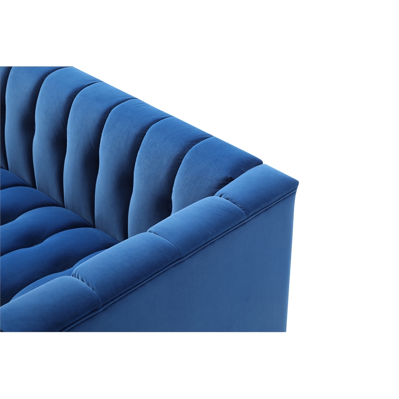 Afuera Living Blue 2-Seater Velvet Sofa with Acrylic Crystal Legs