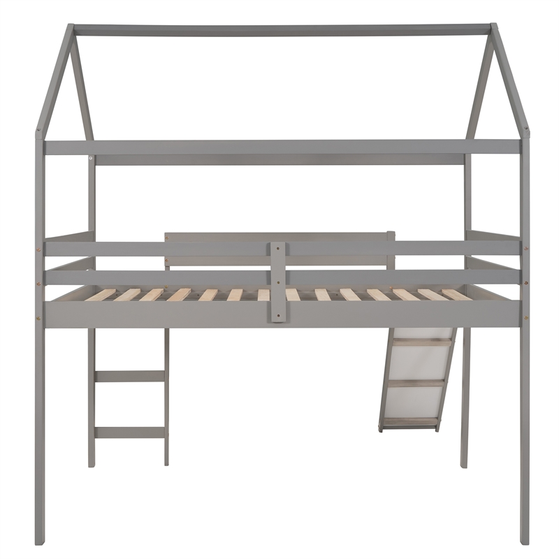 Afuera Living Full Size Loft Bed with Slide & Guard Rails 77.4x57.2 Inches
