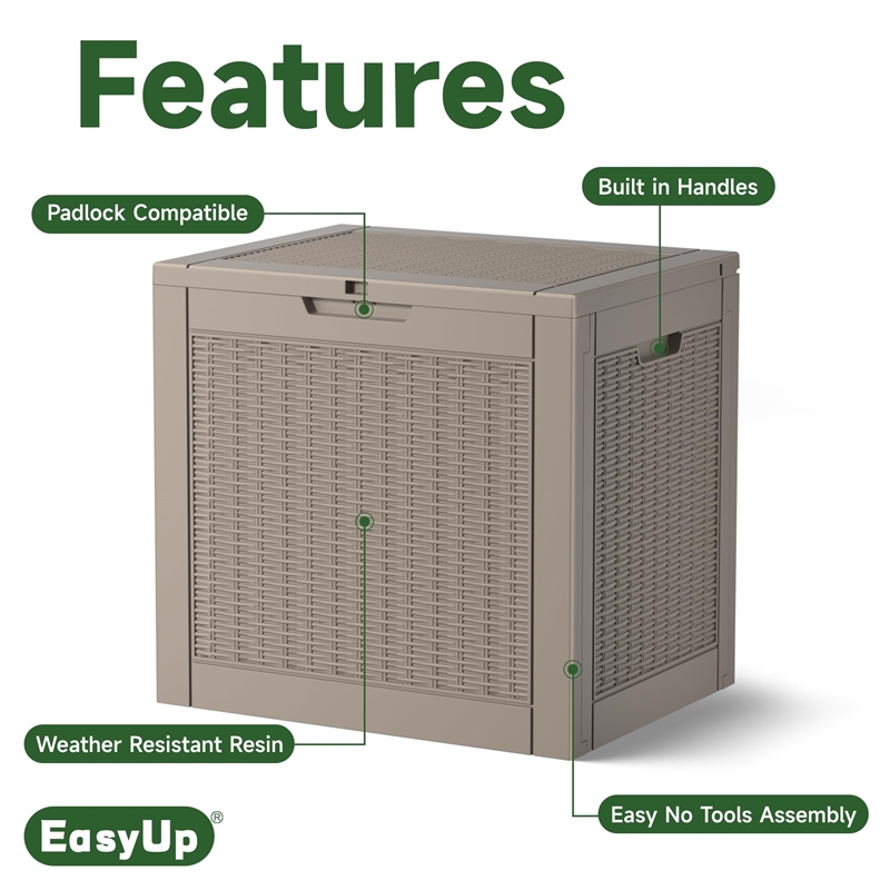 Afuera Living 30-Gallon Weatherproof Outdoor Storage Box with Rattan Effect