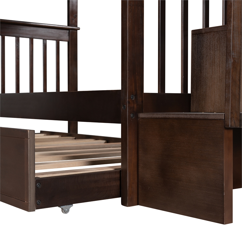 Afuera Living Twin-Over-Twin Bunk Bed with Trundle & Storage Stairs