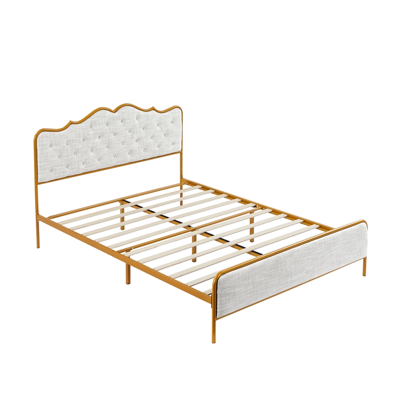 Afuera Living Light Gray Queen Bed with Metal Frame & Solid Wood Ribs